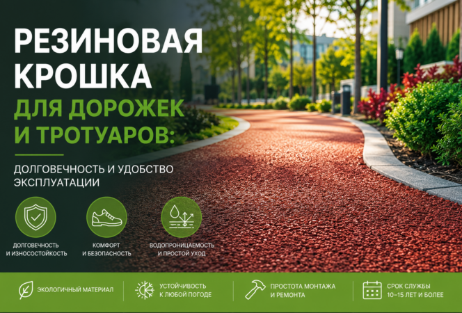 Резиновая крошка для дорожек и тротуаров: долговечность и удобство эксплуатации